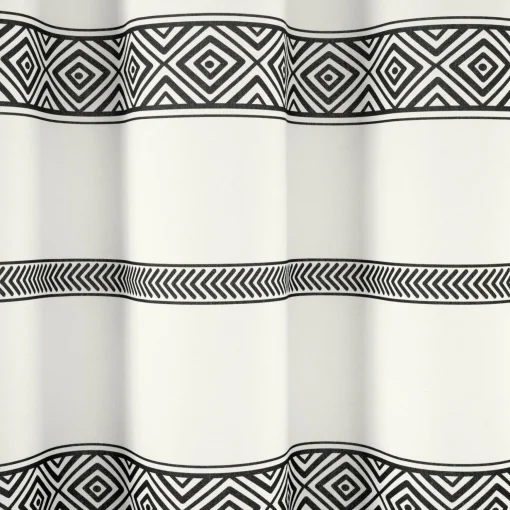 Ava Boho Stripe Tassel Yarn Dyed Recycled Cotton Shower Curtain