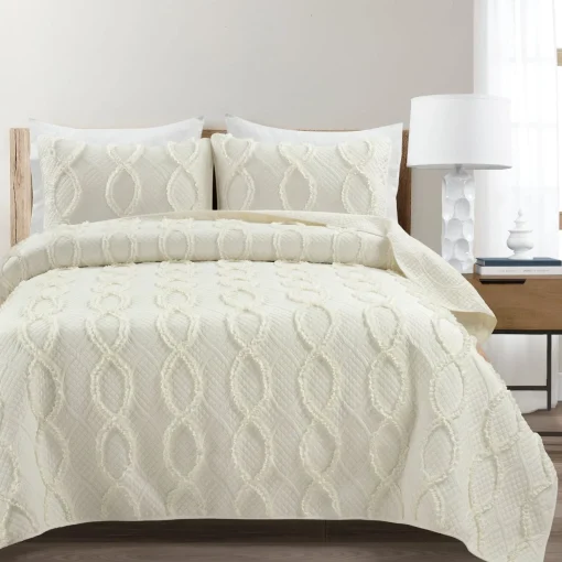 Avon Textured Ruffle Quilt 3 Piece Set