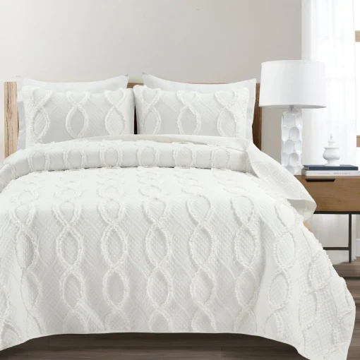 Avon Textured Ruffle Quilt 3 Piece Set