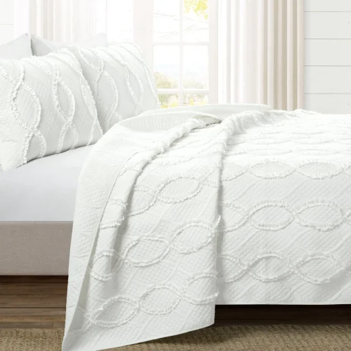 Avon Textured Ruffle Quilt 3 Piece Set