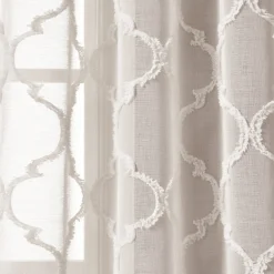 Avon Trellis Grommet Sheer Window Curtain Panel Set