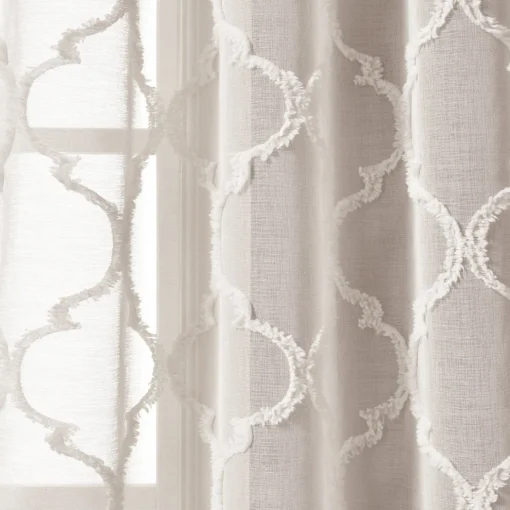 Avon Trellis Grommet Sheer Window Curtain Panel Set