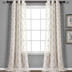 Avon Trellis Grommet Sheer Window Curtain Panel Set