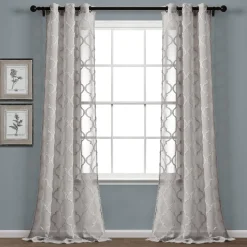 Avon Trellis Grommet Sheer Window Curtain Panel Set