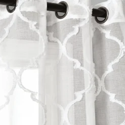 Avon Trellis Grommet Sheer Window Curtain Panel Set