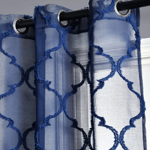 Avon Trellis Grommet Sheer Window Curtain Panel Set