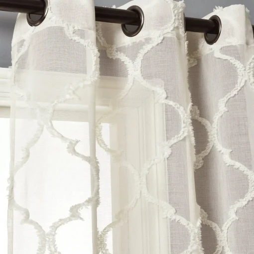 Avon Trellis Grommet Sheer Window Curtain Panel Set