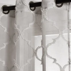 Avon Trellis Grommet Sheer Window Curtain Panel Set