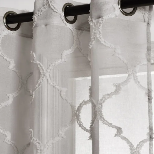 Avon Trellis Grommet Sheer Window Curtain Panel Set