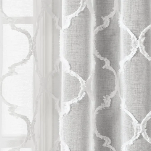 Avon Trellis Grommet Sheer Window Curtain Panel Set