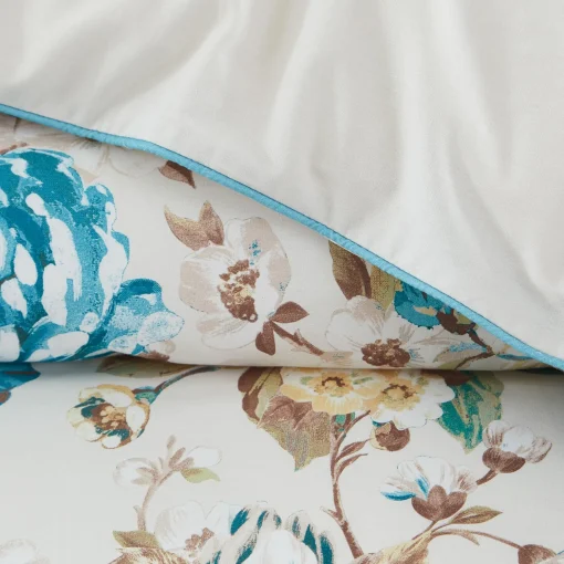 Bird And Hydrangea Reversible Cotton Duvet Cover Set
