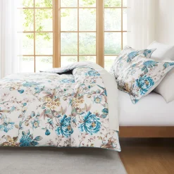 Bird And Hydrangea Reversible Cotton Duvet Cover Set