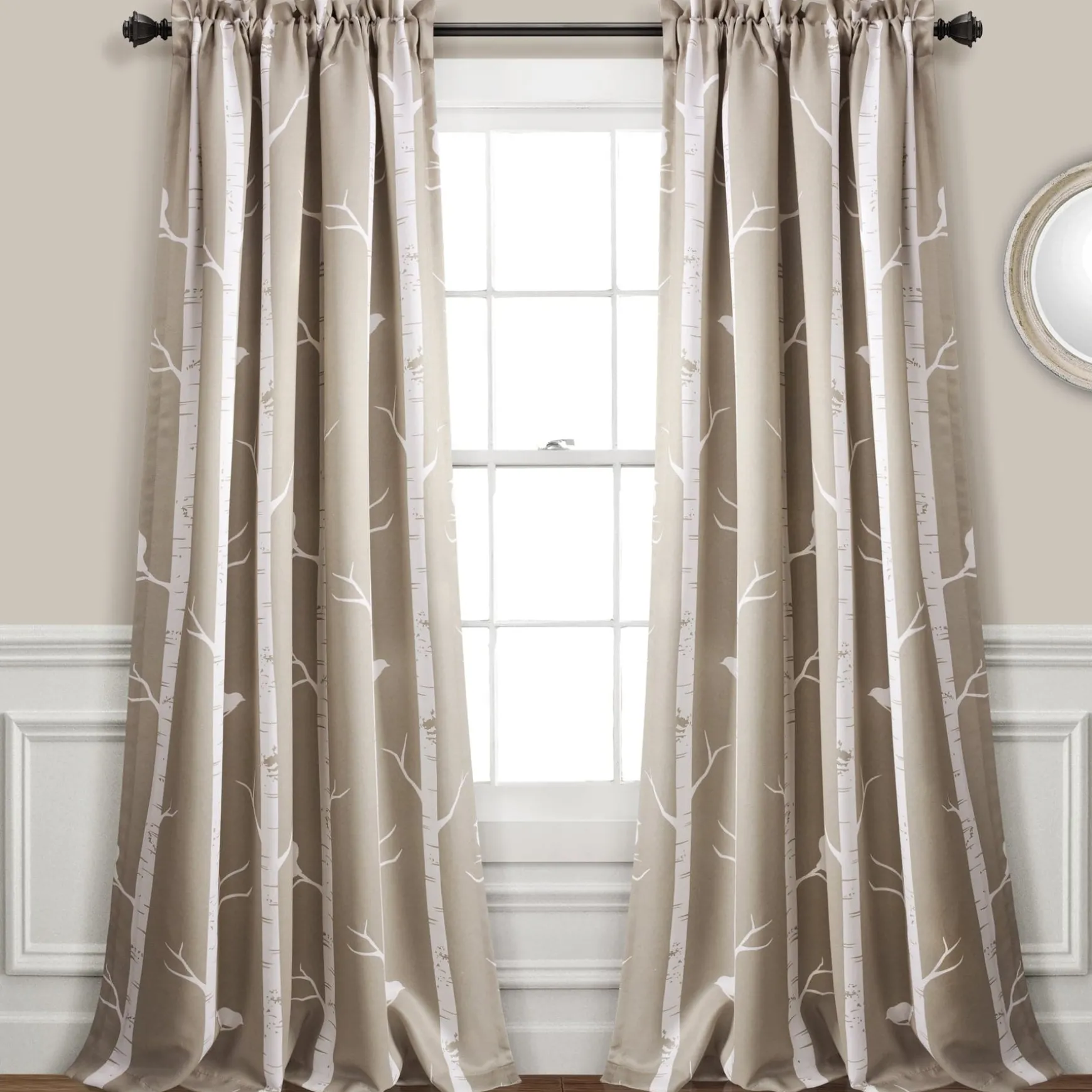 Bird on the Tree Light Filtering Window Curtain Set