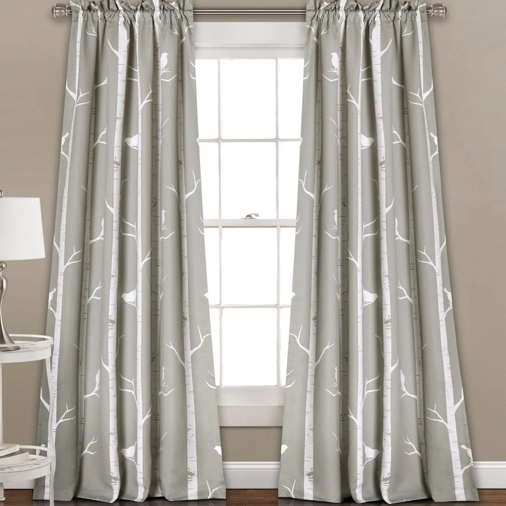Bird on the Tree Light Filtering Window Curtain Set