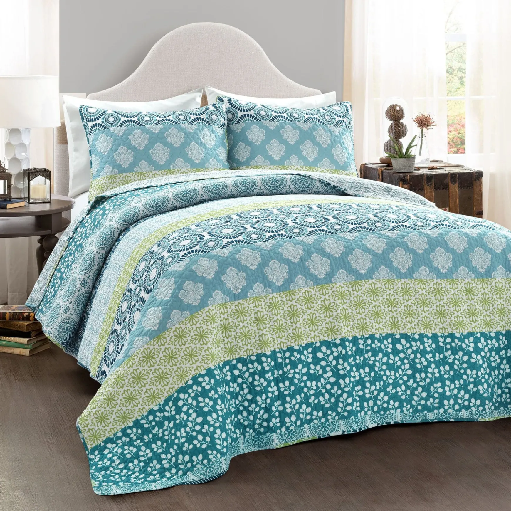 Bohemian Stripe Quilt 3 Piece Set