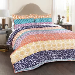 Bohemian Stripe Quilt 3 Piece Set