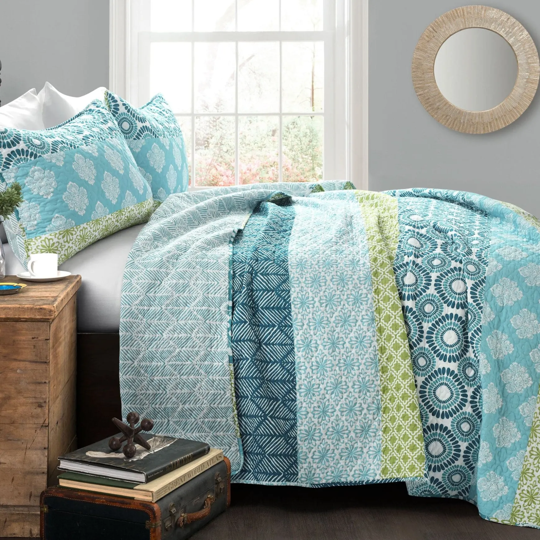 Bohemian Stripe Quilt 3 Piece Set