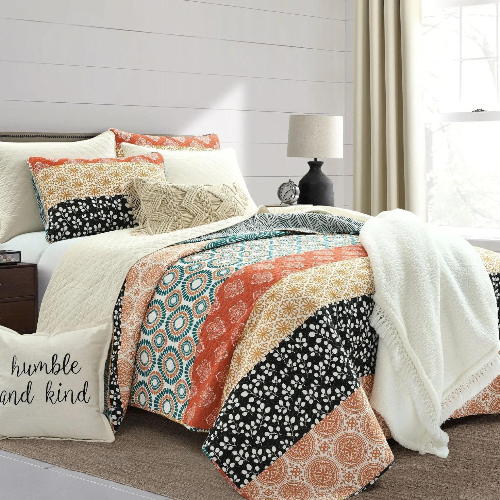 Bohemian Stripe Quilt 3 Piece Set