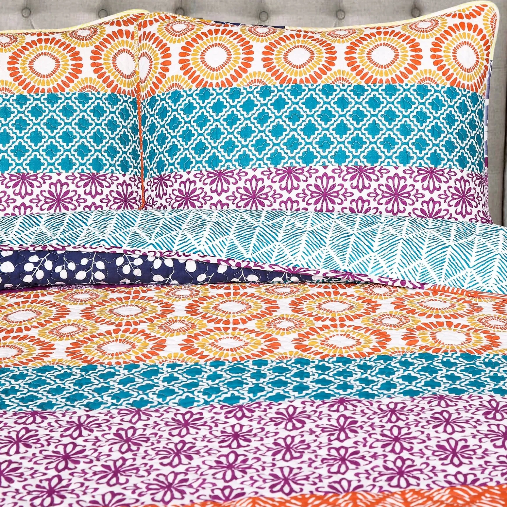 Bohemian Stripe Quilt 3 Piece Set