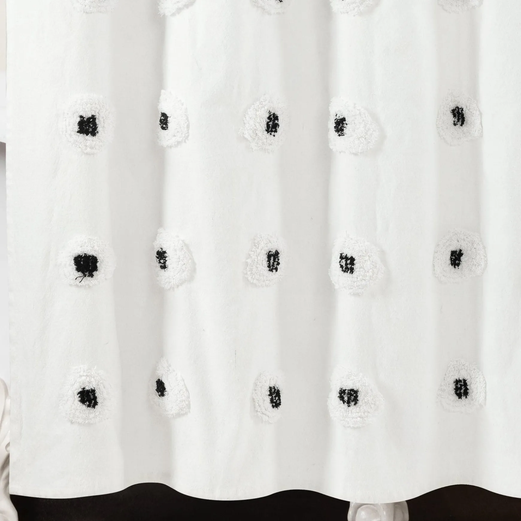 Boho Circle Tufted Yarn Dyed Recycled Cotton Blend Shower Curtain