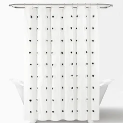 Boho Circle Tufted Yarn Dyed Recycled Cotton Blend Shower Curtain