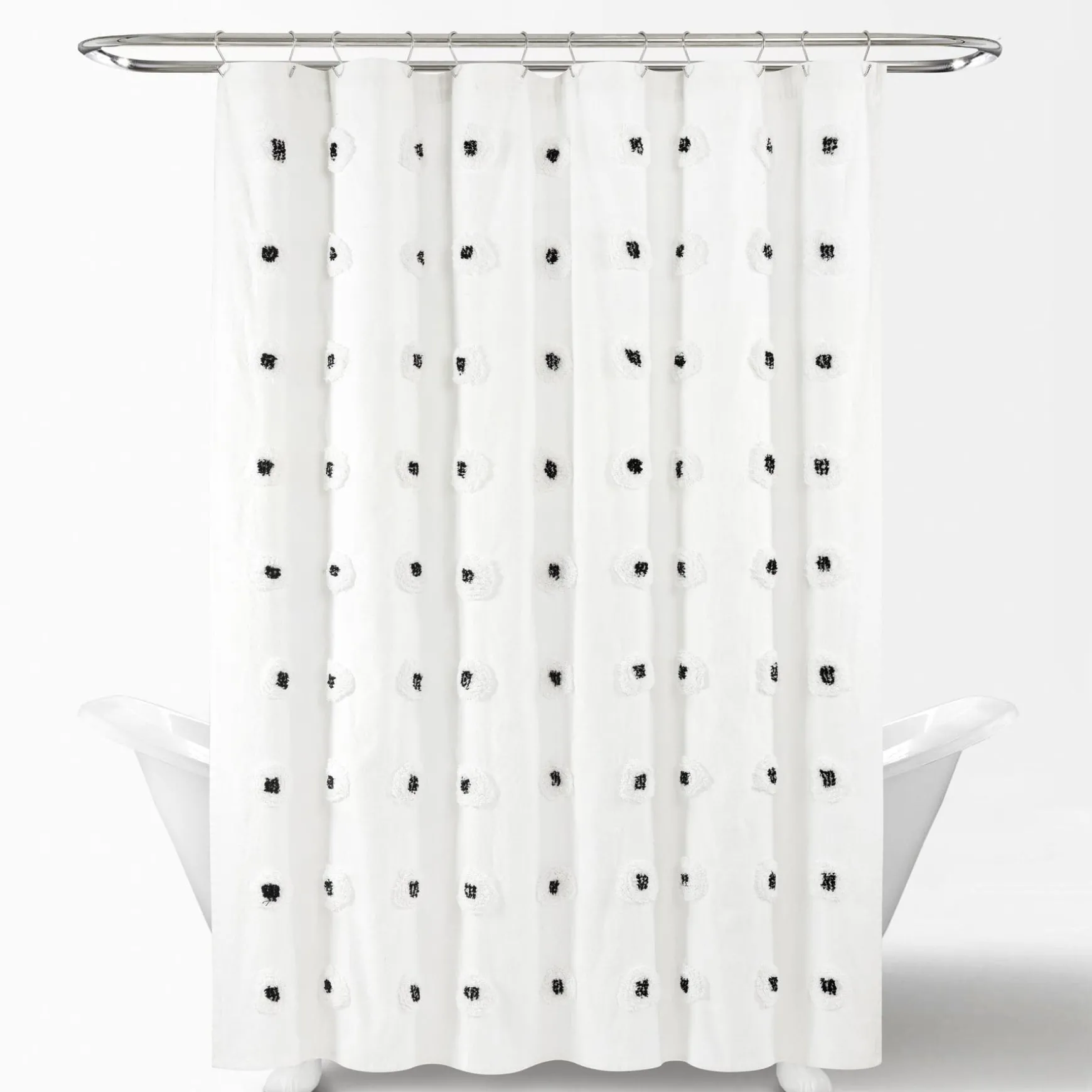 Boho Circle Tufted Yarn Dyed Recycled Cotton Blend Shower Curtain