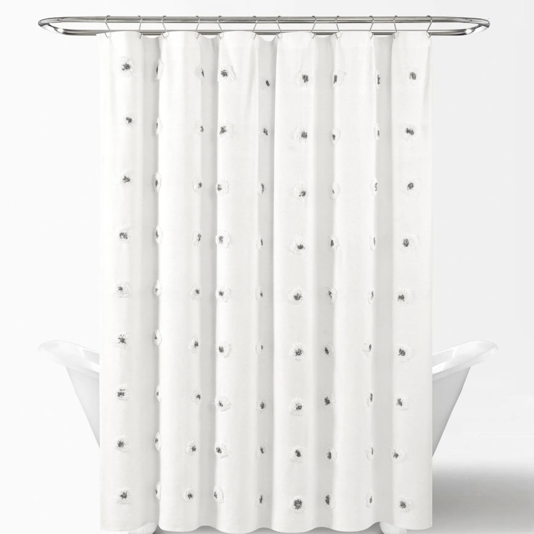 Boho Circle Tufted Yarn Dyed Recycled Cotton Blend Shower Curtain