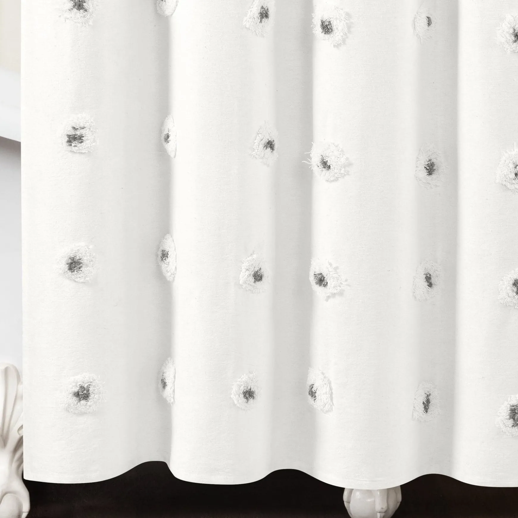 Boho Circle Tufted Yarn Dyed Recycled Cotton Blend Shower Curtain