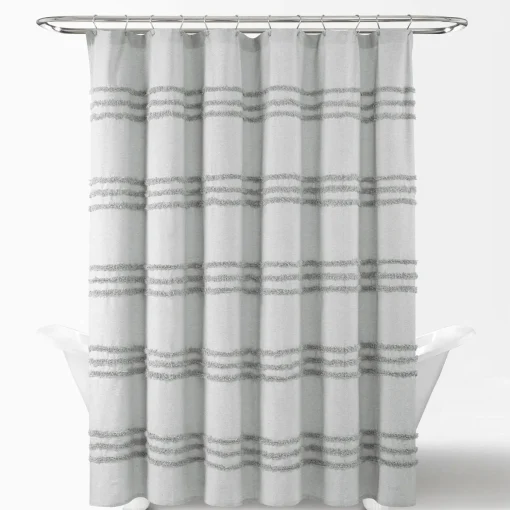 Boho Kendra Tufted Yarn Dyed Recycled Cotton Blend Shower Curtain