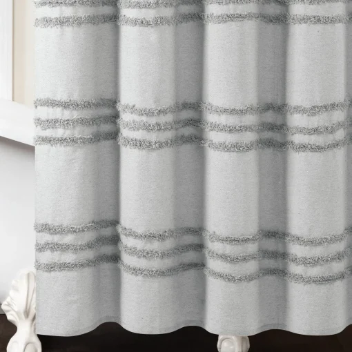Boho Kendra Tufted Yarn Dyed Recycled Cotton Blend Shower Curtain