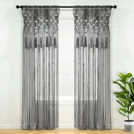 Boho Macrame Tassel Cotton Window Curtain