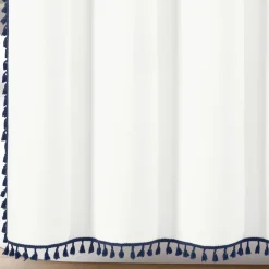 Boho Melora Tassel Yarn Dyed Recycled Cotton Blend Shower Curtain