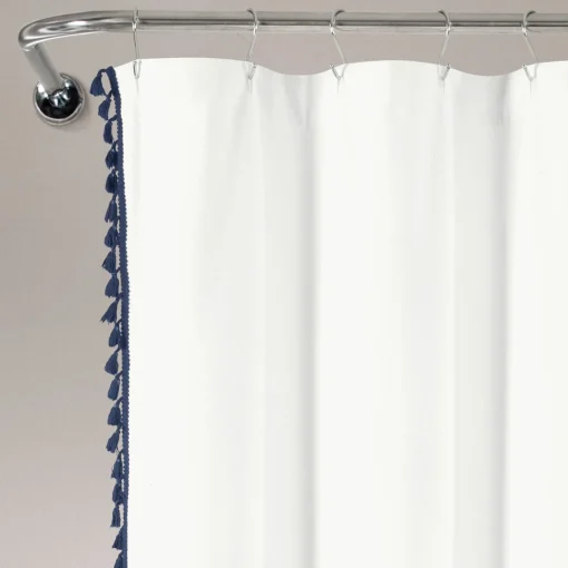 Boho Melora Tassel Yarn Dyed Recycled Cotton Blend Shower Curtain