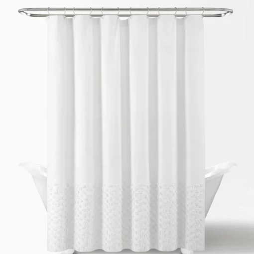 Boho Polka Dot Yarn Dyed Recycled Cotton Blend Shower Curtain