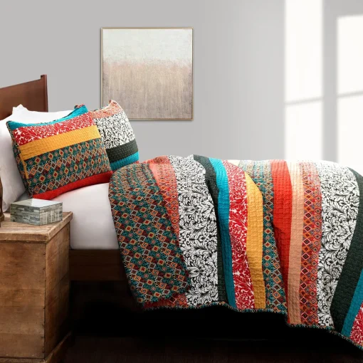 Boho Stripe 3 Piece Quilt Set