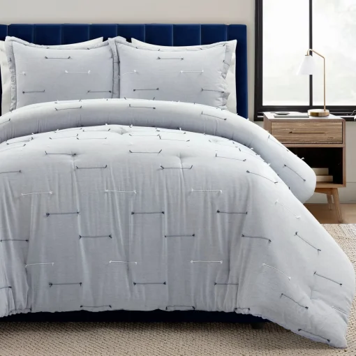 Boho Stripe Clip Jacquard 3 Piece Comforter Set