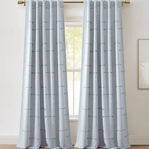 Boho Stripe Clip Jacquard Window Curtain Panel Set