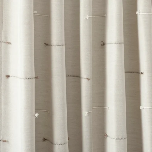 Boho Stripe Clip Jacquard Window Curtain Panel Set
