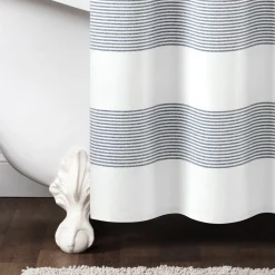 Boho Tassel Stripe Yarn Dyed Recycled Cotton Blend Shower Curtain