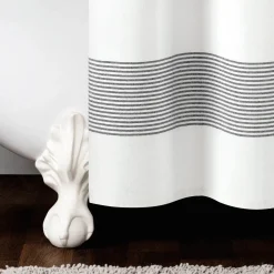 Boho Tassel Stripe Yarn Dyed Recycled Cotton Blend Shower Curtain