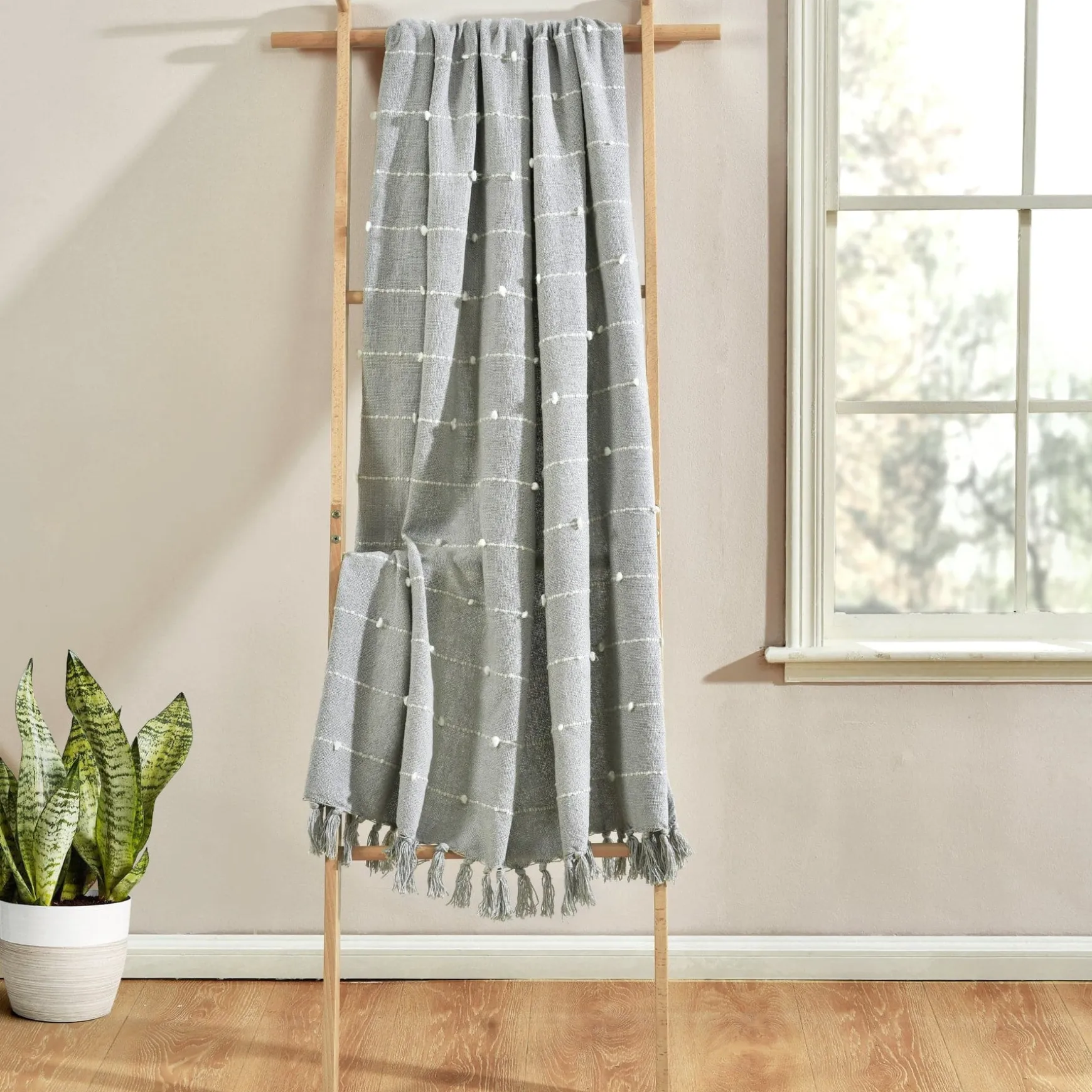 Boho Tufted Cotton Woven Tassel Fringe Throw