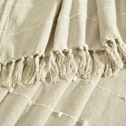 Boho Tufted Cotton Woven Tassel Fringe Throw