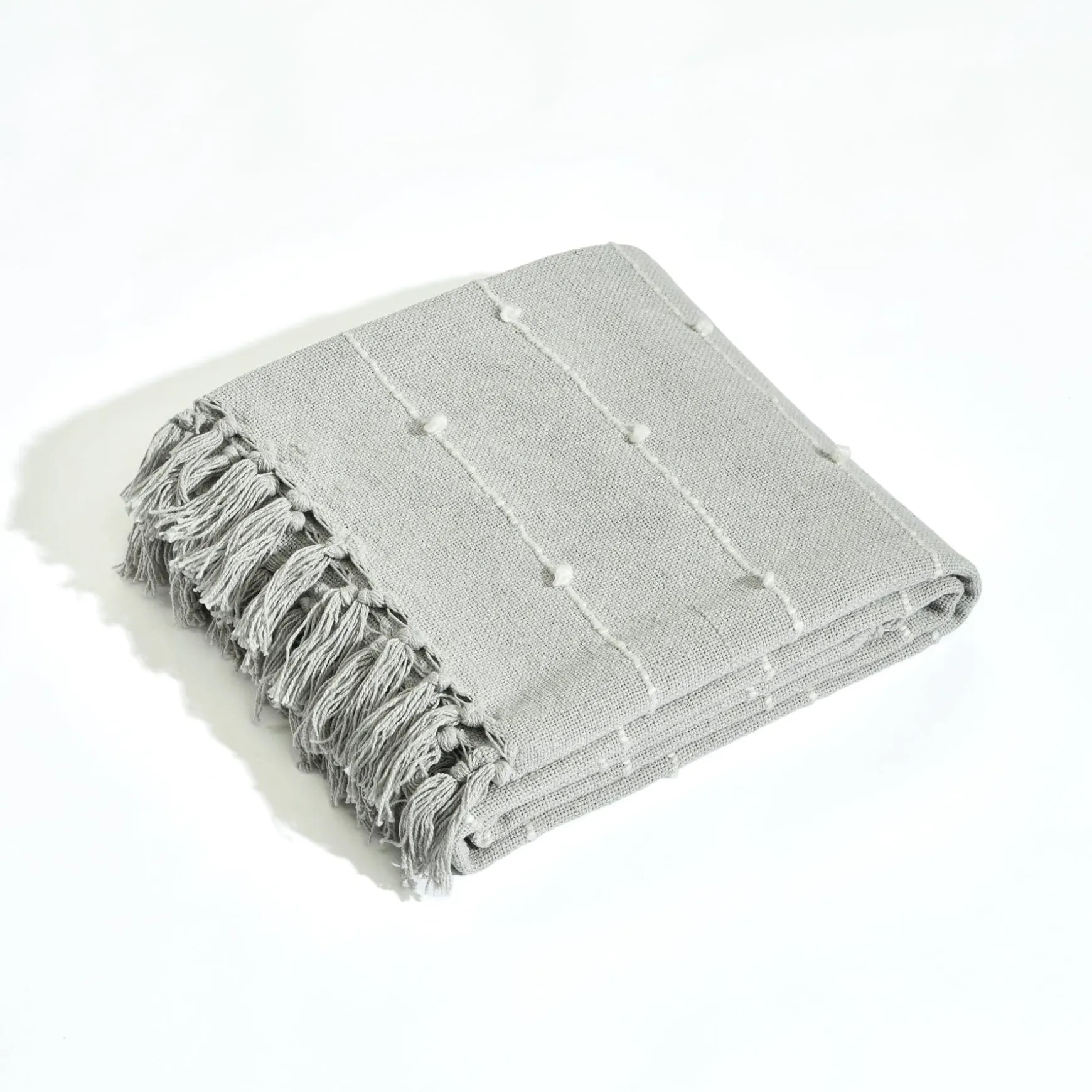 Boho Tufted Cotton Woven Tassel Fringe Throw