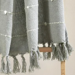 Boho Tufted Cotton Woven Tassel Fringe Throw