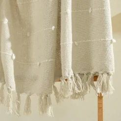 Boho Tufted Cotton Woven Tassel Fringe Throw