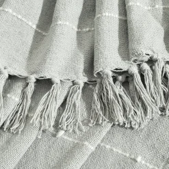 Boho Tufted Cotton Woven Tassel Fringe Throw