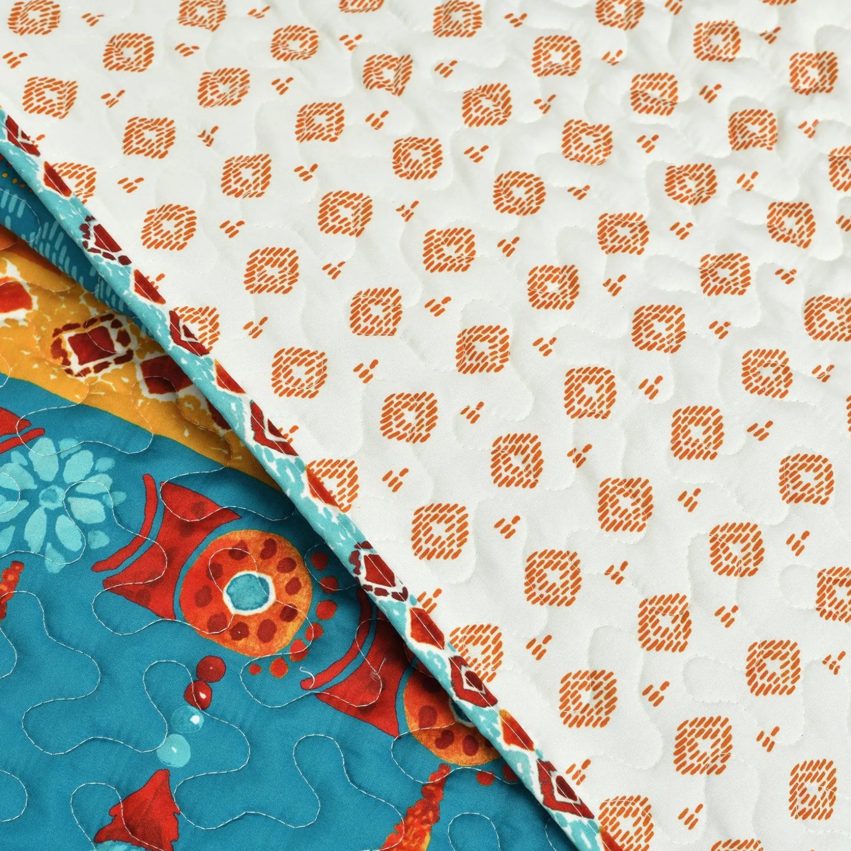 Boho Watercolor Border Quilt 3 Piece Set