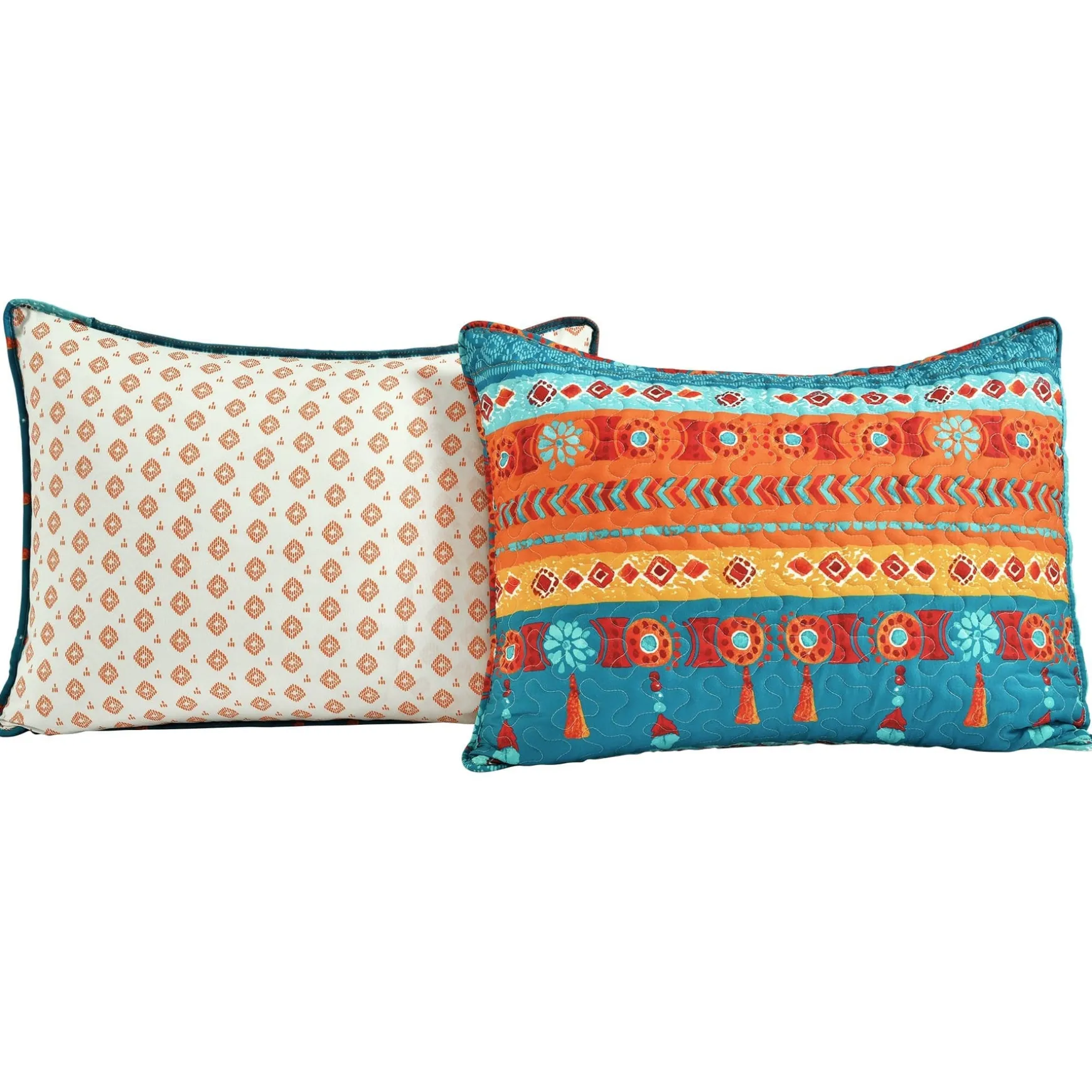 Boho Watercolor Border Quilt 3 Piece Set