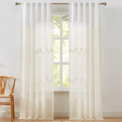 Brigitte Embroidery Eyelet Scalloped Edge Window Curtain Panels