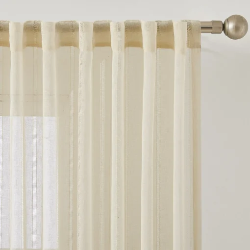 Calia Textured Stripe Sheer Window Curtain Panels